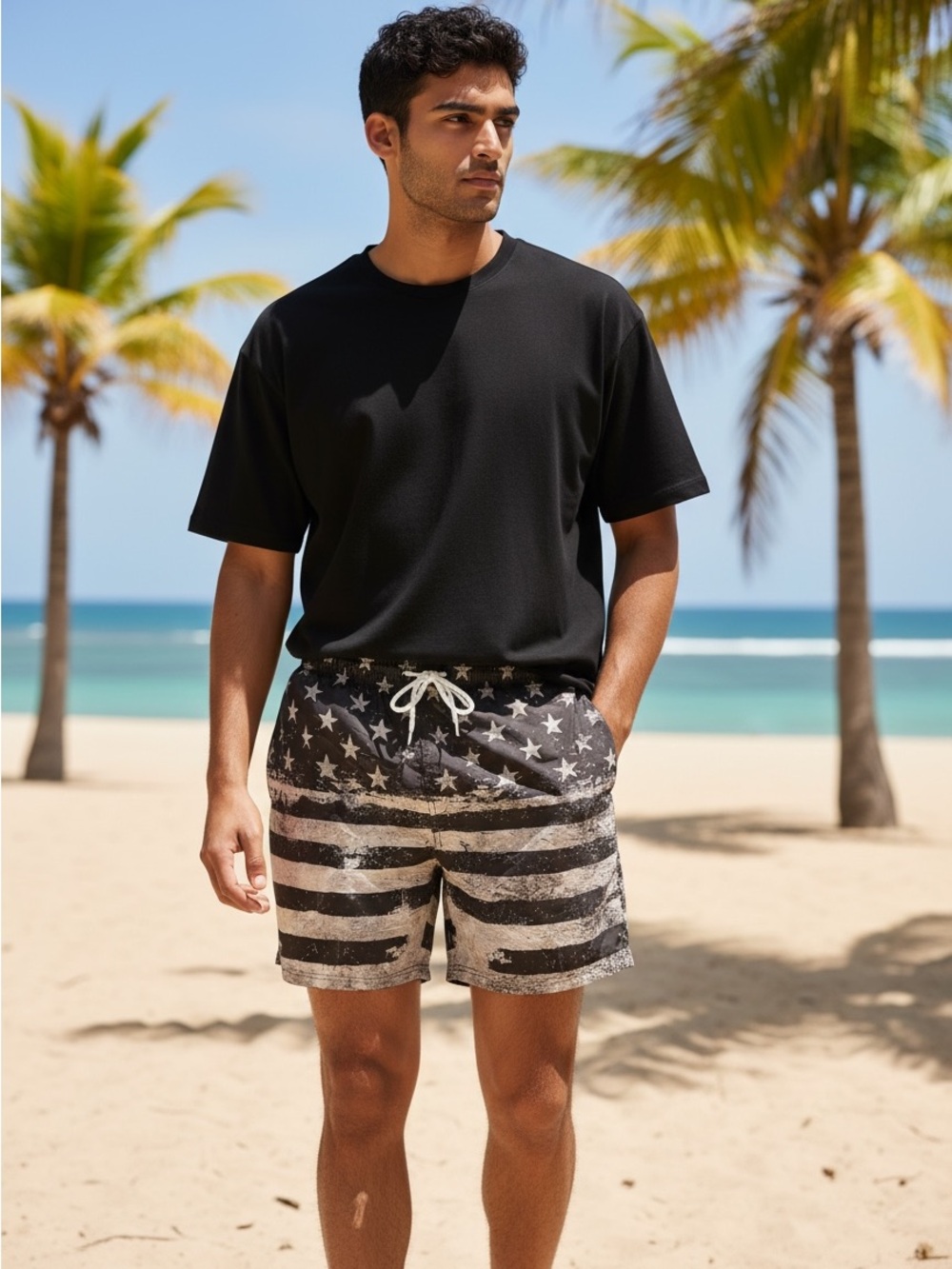 NEW Men’s Distressed American Flag Swim Trunks / Board Shorts 🇺🇸 $5 for $25 deal